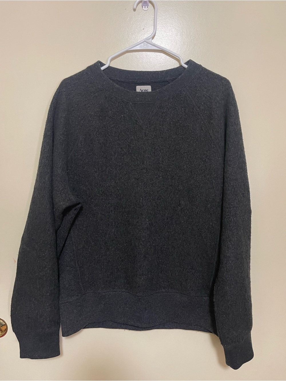 Acne Crewneck Sweater in Charcoal Gray